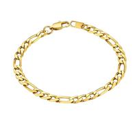 ChainsHouse Frauen Armband Gold Figaro Kette Armband für Damen Edelstahl Glieder Armkette 23cm/6mm Figarokette Gliederkette Armbänder Herren 3+1 Glieder Kettenarmband Armreif Modeschmuck für Mutter