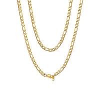 ChainsHouse Goldkette Herren Figaro Kette für Damen Gliederkette Edelstahl Halskette 6mm Männer Figarokette ohne Anhänger Vergoldete Kette 61cm Rock Halsreif Halsschmuck Modeschmuck für Freundin