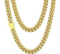 ChainsHouse Halskette Edelstahl Damen Miami Panzerkette 7mm breit Herren Edelstahlkette 51cm Gliederkette Goldene Kette ohne Anhänger Punk Halsreif Halsband Halsschmuck für Freund