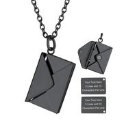 ChainsHouse Halsketten für Frauen Schwarzkette Briefumschlag Anhänger Ketten mit Gravur Medaillon Umschlagkette Umschlag Anhänger Envelope Locket Necklace Women Memorial Modeschmuck für Tochter