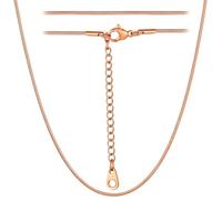 ChainsHouse Kette Edelstahl Damen Halskette 1.2mm Stabile Kette ohne Anhänger Frauen Schlangenkette Rosegold Snake Kette 41cm Choker Snack Chain Necklace Women Halsreif Modeschmuck für Schwester
