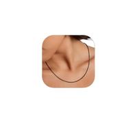 ChainsHouse Kette Edelstahl Damen Halskette 1.5mm Stabile Kette ohne Anhänger Frauen Schlangenkette Schwarz Snake Kette 61cm Snack Chain Necklace Women Halsreif Hals Schmuck für Ehefrau