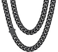 ChainsHouse Kette Herren Damen Panzerkette 5/7/9/12mm breit Miami Halskette Edelstahl Männer Gliederkette in Silber/Gold/Schwarz Kubanische Kette ohne Anhänger Schmuck Kettenlänge 46-76cm