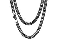 ChainsHouse Kette ohne Anhänger Herren Kette Edelstahl Halskette 7mm Panzerkette für Männer Miami Kette Schwarz Halskette Herren Kubanische Kette Gliederkette 76cm Halsreif Punk Halsschmuck für Opa