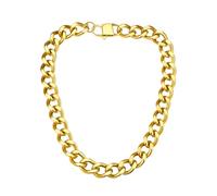 ChainsHouse Kubanische Kette 51cm Klobige Gliederkette Gold für Damen Chunky Halskette Edelstahl Damen Klobige Panzerkette 16mm Frauen Edelstahlkette ohne Anhänger Goldkette Halsreif Schmuck