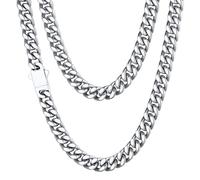 ChainsHouse Panzerkette Edelstahl Kette Damen Miami Kette 46cm Halskette Herren Gliederkette 7mm breit Freundschaftskette Männer Halsreif Punk Halsschmuck für Freundin