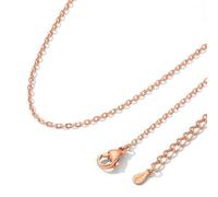 ChainsHouse Rolokette Halskette Damen Edelstahl Ankerkette 1.4mm Kette Rosegold Choker Rundstahlkette ohne Anhänger Frauen Feine Gliederkette 41cm Erbskette Halsreif Modeschmuck für Freundin