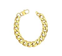 ChainsHouse Vergoldete Gliederkette Armbänder Damen Panzerkette Armband Edelstahl Männer Gliederarmband 13mm Goldene Armkette Herren Kubanische Kette Armbänder Panzerarmband 19cm Schmuck für Rapper