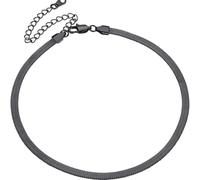 ChainsPro Halskette Damen Flache Schlangenkette 5mm Breit Edelstahl Snake Kette Collier Schlicht Halsband Choker Mädchen Schwarz 30.5cm