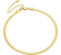 ChainsPro Halskette Damen Flache Schlangenkette 5mm Breit Edelstahl Snake Kette Collier Schlicht Halsband Choker Mädchen Gold 46cm