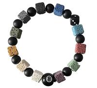 Chakra Armband Echte Steine, Kristall-Armband Chakra-Armbänder Lava Schwarz Onyx 7 Chakra-Armband Steinperlen-Armband Verstellbares Freundschaftsarmband Weihnachtsschmuck Geschenk Für Frauen Mädc