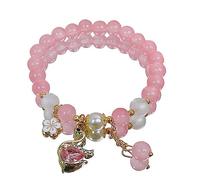 Chakra Armband,Natürliche Rosa Kristall Perlen Armbänder, Rosa Kristall Schwan Anhänger Armreifen, Elastisches Kristall Armband Reiki Kristall Schmuck Für Männer Frauen