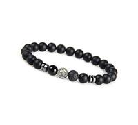 Chakra Perlenarmband aus Onyx Natursteinperlen | Kugelarmband mit grauer Jaspis Perle | Armband Männer (Grau)