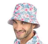 Chaks - Bucket Hat mit Hibiskus-Muster, Fischerhut mit UV-Schutz | Modisches Accessoire für Festival und Party, Anglerhut mit breiter Krempe, Sommer und Strand Outfit