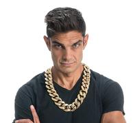 Chaks - Goldkette, Rapper Halskette im 90er Jahre Hip Hop Stil, Kostüm Accessoire für Karneval, Party, 80er Jahre Trainingsanzug