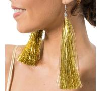 Chaks - Lametta Ohrringe, 17 cm lang, Glitzer Ohrstecker, Modeschmuck, Accessoire für Karneval, Party, Festival