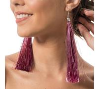 Chaks - Lametta Ohrringe, 17 cm lang, Glitzer Ohrstecker, Modeschmuck, Accessoire für Karneval, Party, Festival