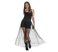 Chaks - Langer Glitzer Tüllrock, Transparenter Festival Rock | Mesh Überrock für Karneval, Festival und Party, Elastischer Bund, Kombinierbar mit Body, Bikini oder Shorts