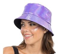 Chaks - Metallic Bucket Hat, Faltbarer Fischerhut mit UV-Schutz | Festival und Party Accessoire, Anglerhut mit breiter Krempe und Lack Effekt für Damen