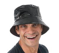 Chaks - Schwarzer Bucket Hat aus Vinyl, Glänzender Fischerhut | Mütze für Festival, Karneval und Mottoparty, Retro Look mit Glanzfinish für Erwachsene