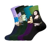 Chalier Cozy 5 Paar Lustige Kunst Socken Damen Baumwolle Bunte Gemusterte Socken Geschenk für Frauen Einheitsgröße Grün2