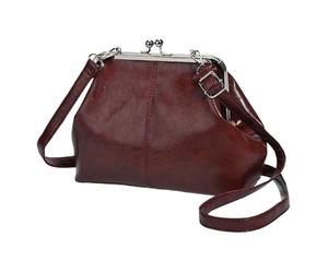 CHAMAIR Vintage Tasche Kiss Lock Umhängetaschen Damen,Elegante Münzbeutel PU Leder Schultertasche Crossbody für Shopper Daily Use