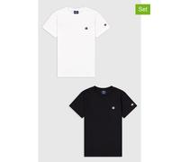 Champion Jungen Legacy Basics B-S-S 2-Pack Crewneck T-Shirt, weiß/schwarz, 13-14 Jahre (2er Pack)