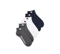 Champion Socken Quarter Unisex 6er-Pack – Basic mit Logo, Blau/Weiß/Grau, EU 39-42