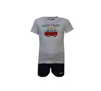 Champion Baby-Jungen Legacy Back to The Beach S/S T-Shirt & Beachshorts Anzug, (Bianco/Blu Marino), 6 MESI