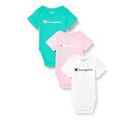 Champion Baby-Jungen Legacy Icons Td-Contrast Logo Newborn Crewneck Onsie, Weiß/Aquamaringrün/Babyrosa, 68