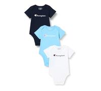 Champion Baby-Jungen Legacy Icons Td-Contrast Logo Newborn Crewneck Onsie, Weiß/Hellblau/Marineblau, 80