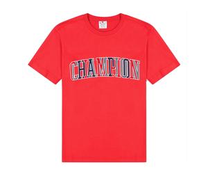 Champion Baumwoll-T-Shirt mit mehrfarbigem Logo im Colleg-Stil rot (ABVERKAUF) Größe: M