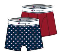 Champion Boxershort (Baumwolle) Unterwäsche Allover Logo-Print navyblau/rot Herren - 2er Pack, Größe M