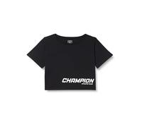Champion Damen Athletic Club W Crop Oversized S/L T-Shirt, Schwarz, Small