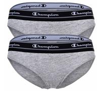 Champion Damen Bikini-Slips, 2er Pack - Slips, Logo-Bund, einfarbig L Grau