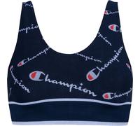 Champion Damen Bustier - Seamless Bralette, Allover-Logo Blau XS