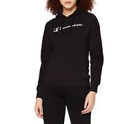 Champion Damen Classic Logo & Allover C-logo Hooded Sweatshirt Kapuzenpullover, Schwarz, L