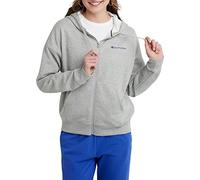 Champion Damen Full-Zip Powerblend Fleece Hoodie Sweatshirt (Übergröße erhältlich) Kapuzenpullover, Oxford Grey Small Script, XL