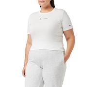 Champion Damen Legacy American Classics Soft Cotton 1x1 Rib Slim S/S T-Shirt, Bianco, L