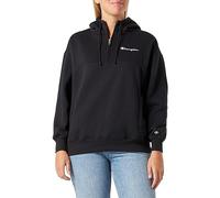 Champion Damen Legacy American Classics W-Light Powerblend Fleece Oversized Half Zip Kapuzenpullover, Schwarz, M