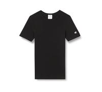 Champion Damen Legacy Icons Tonal Logo W-Soft Cotton 1x1 Rib S/S Crewneck T-Shirt, Schwarz, X-Large