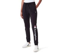 Champion Damen Legacy Icons W-Light Stretch Terry Script Logo Rib Cuff Trainingshose, Schwarz, S