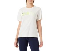 Champion Damen Legacy Icons W-Relaxed Varsity Logo S/S Crewneck T-Shirt, Elfenbein, Medium