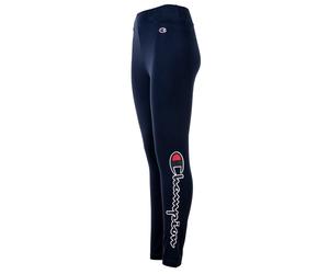 Champion Damen Leggings - Crop Leggings, High waist, lang, Logo, einfarbig Blau XS