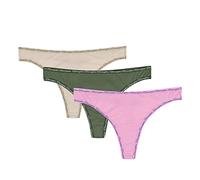 Champion Damen Microfiber Thongs 3 Paar Tangahöschen, Belovid Orchidee/Cargo Olive/Soft Taupe, Large (3er Pack)