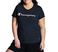 Champion Damen Plus Jersey V-Neck Tee Script Logo T-Shirt, schwarz, 2X