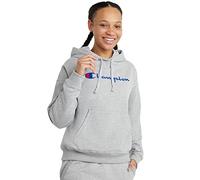 Champion Damen Powerblend Relaxed Hoodie, Siebdruck-Schriftzug Kapuzenpullover, Oxford Gray Script, 42