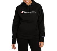 Champion Damen, Powerblend, Fleece, Comfortable Hoodie Sweatshirt for Women (Plus Kapuzenpullover, Schwarze Schrift, S