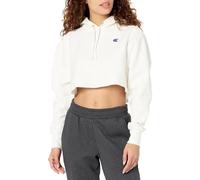 Champion Damen Reverse Weave Cropped Cut Off Hood Kapuzenpulli, Weiß, L EU