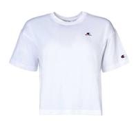 Champion Damen T-Shirt - CML Champion Logo, Baumwolle, Crop Top, Rundhals, Kurzarm, einfarbig Weiß S